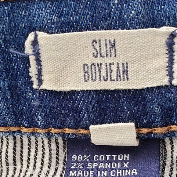 Madewell Slim Boyjean Size 27 Patches Distressed Dark Wash Denim Cotton Blend - Picture 8 of 9